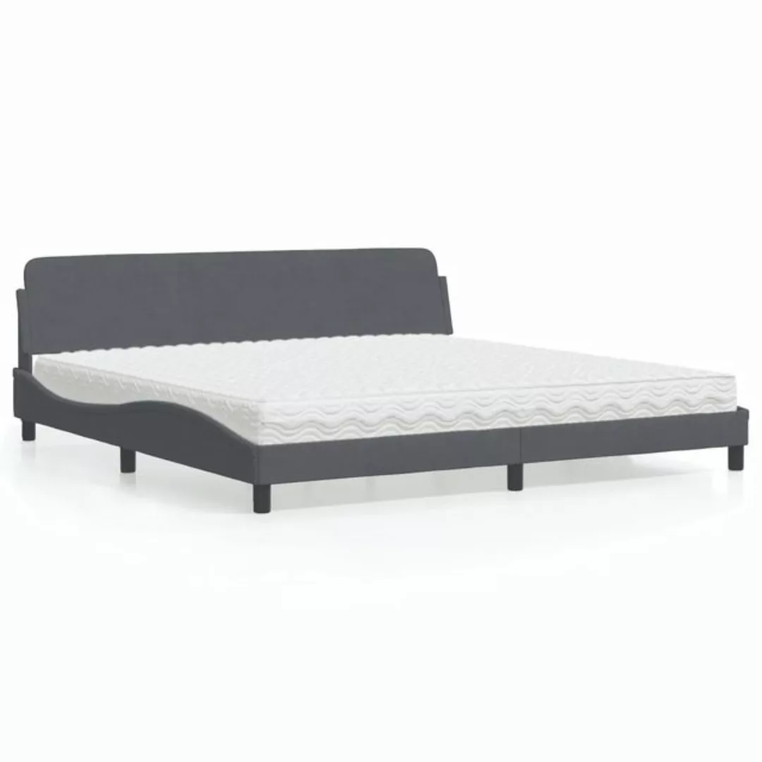 vidaXL Bett Bett mit Matratze Dunkelgrau 200x200 cm Samt günstig online kaufen