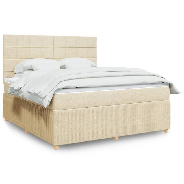 vidaXL Boxspringbett, Boxspringbett mit Matratze Creme 180x200 cm Stoff günstig online kaufen