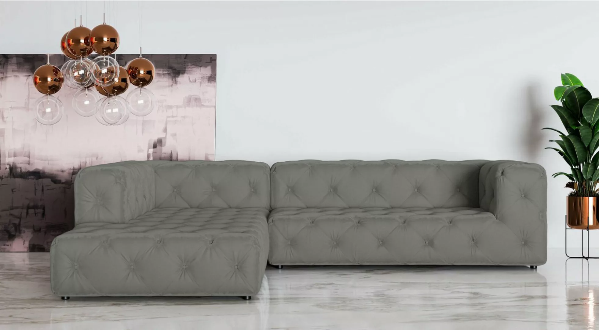 Places of Style Ecksofa FOLLINA, L-Form, mit klassischer Chesterfield-Knopf günstig online kaufen