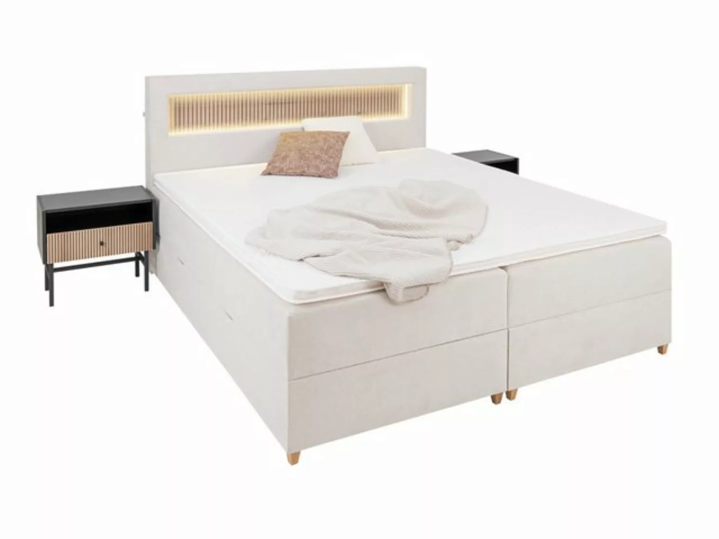 wonello Boxspringbett Espoo 4, mit LED, Bettkasten, USB-Anschluss, 2x Nacht günstig online kaufen