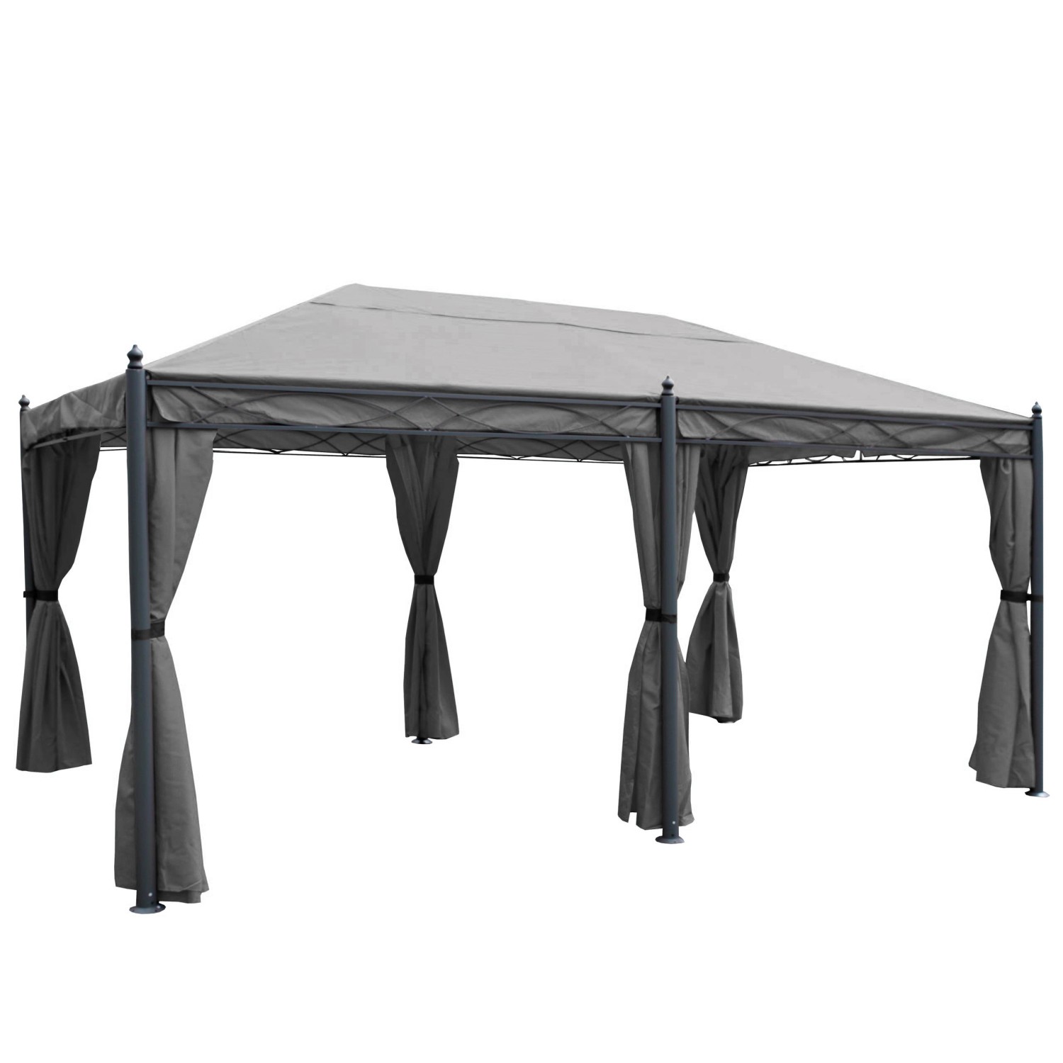 MCW Pergola Calpe 5x3m Grau mit Seitenwand mit Moskitonetz günstig online kaufen