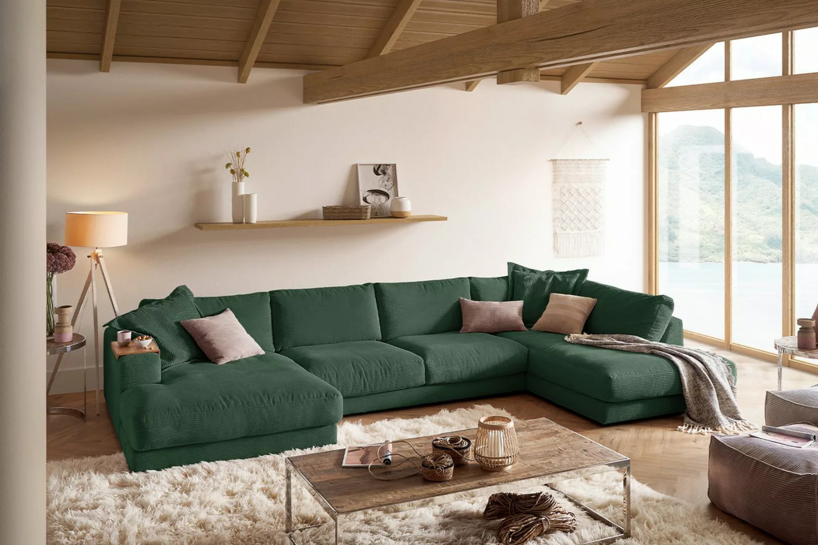 KAWOLA Wohnlandschaft MADELINE, Sofa Couch U-Form Cord verschiedene Farben günstig online kaufen