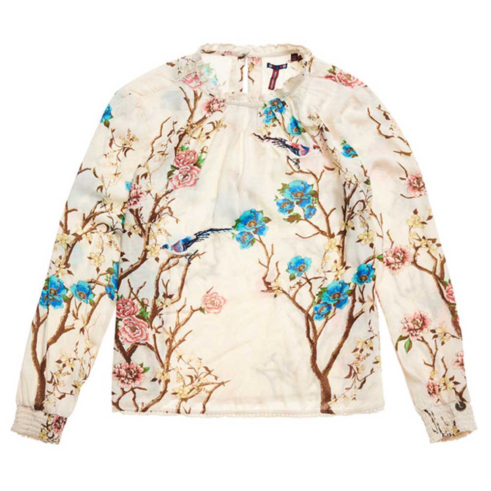 Superdry Woven Embroidery Langarm-t-shirt XS Cream Floral günstig online kaufen