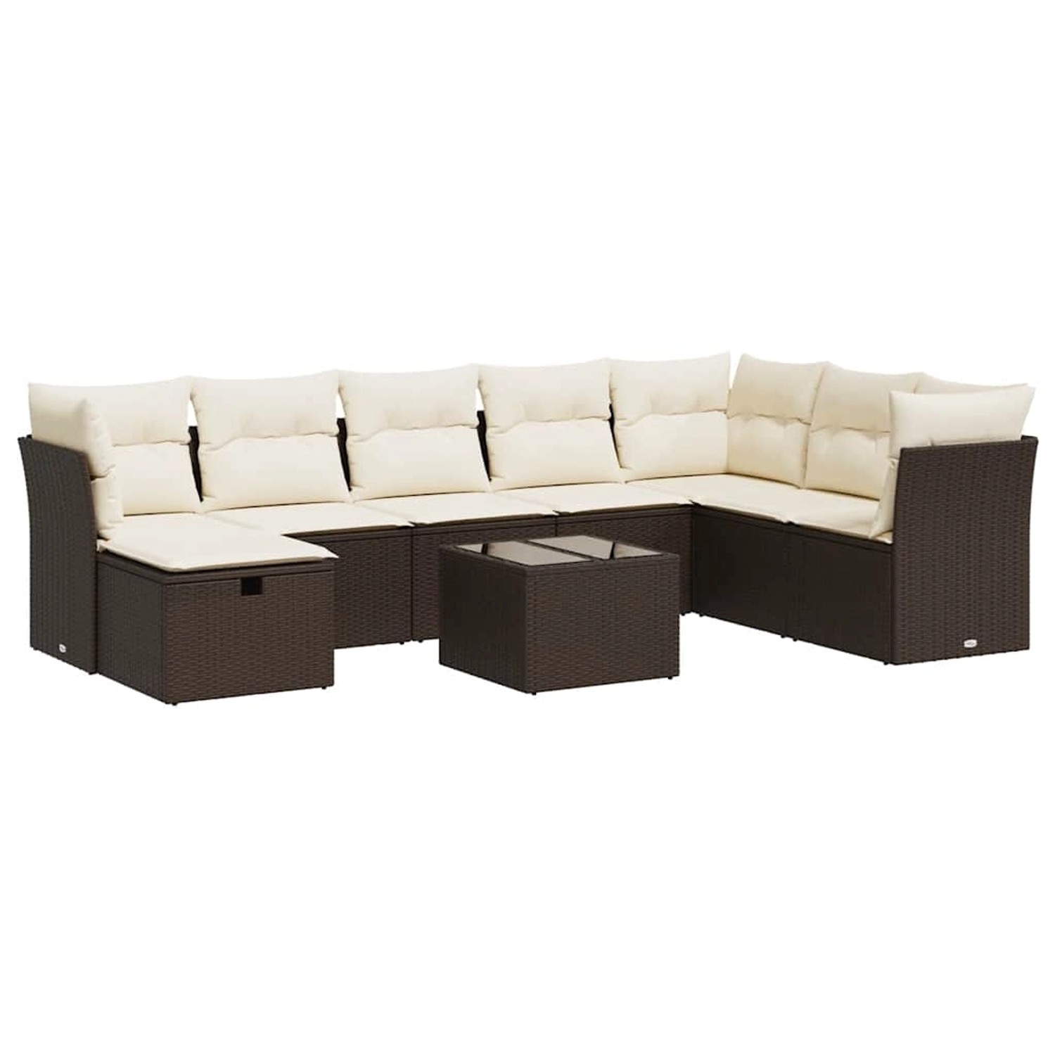 vidaXL 9-Tlg Garten-Sofagarnitur mit Kissen Braun Poly Rattan 3325349 günstig online kaufen