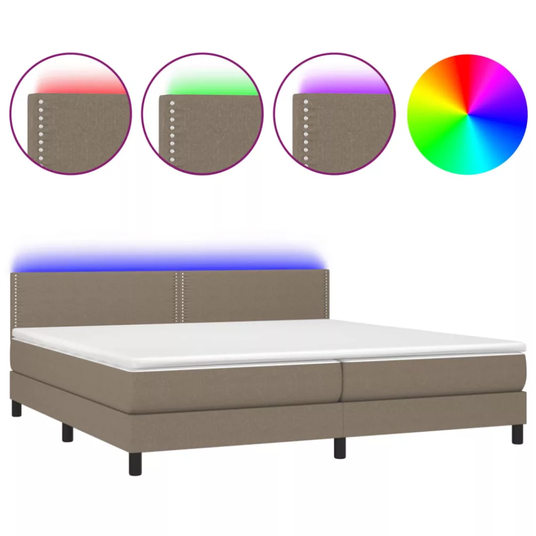 Vidaxl Boxspringbett Mit Matratze & Led Taupe 200x200 Cm Stoff günstig online kaufen