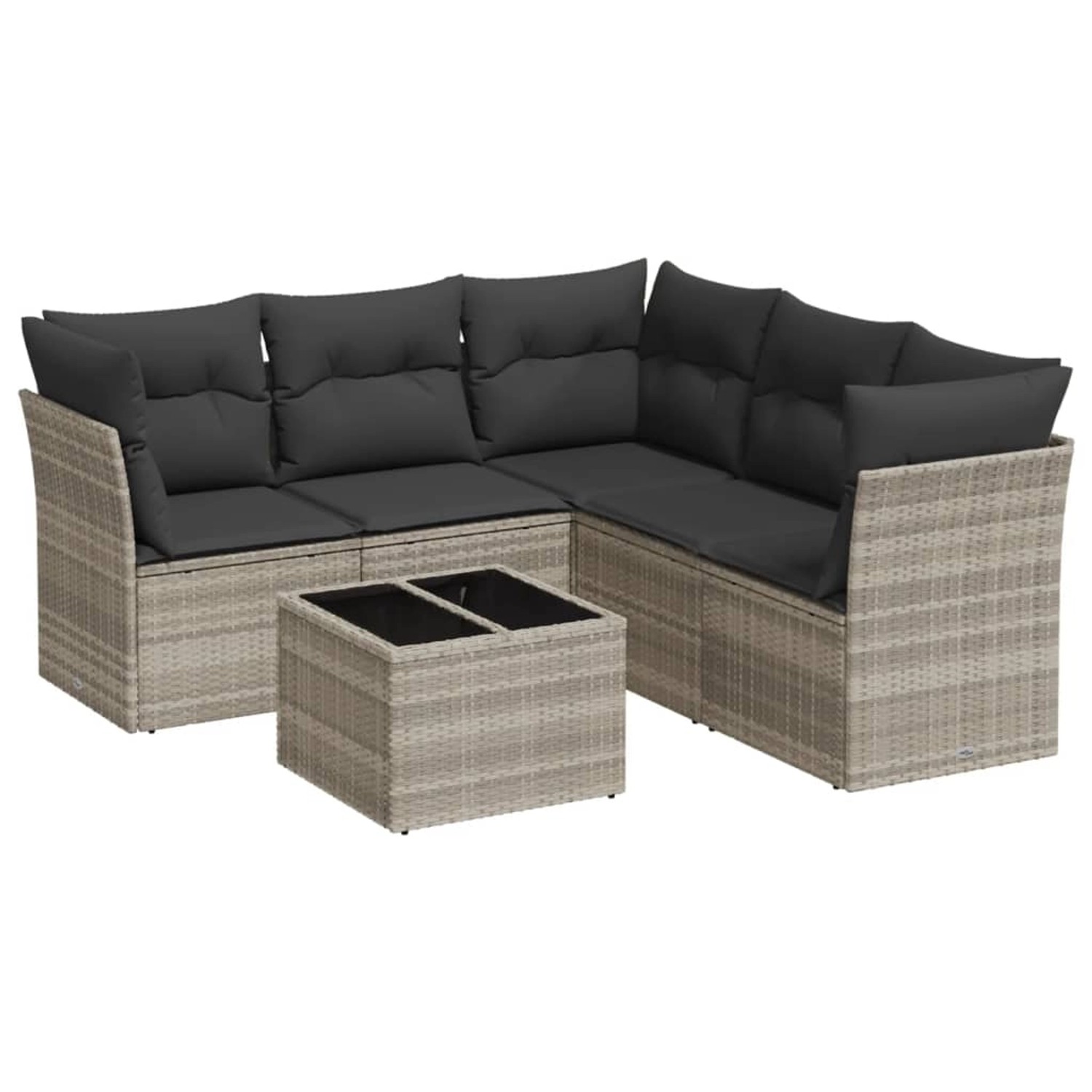vidaXL 6-Tlg Garten-Sofagarnitur mit Kissen Hellgrau Poly Rattan 3217632 günstig online kaufen
