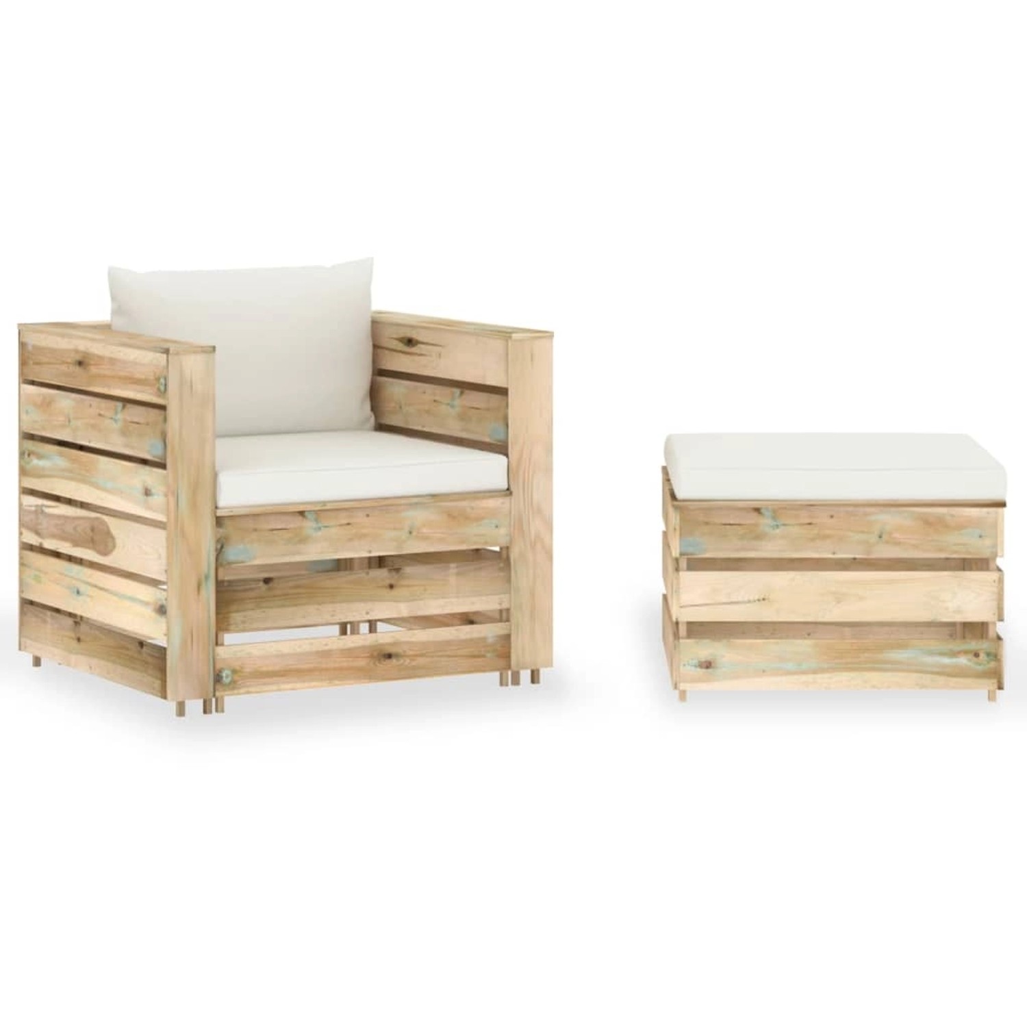 vidaXL 2-Tlg Garten-Lounge-Set mit Kissen Grün Imprägniertes Holz 3074533 günstig online kaufen
