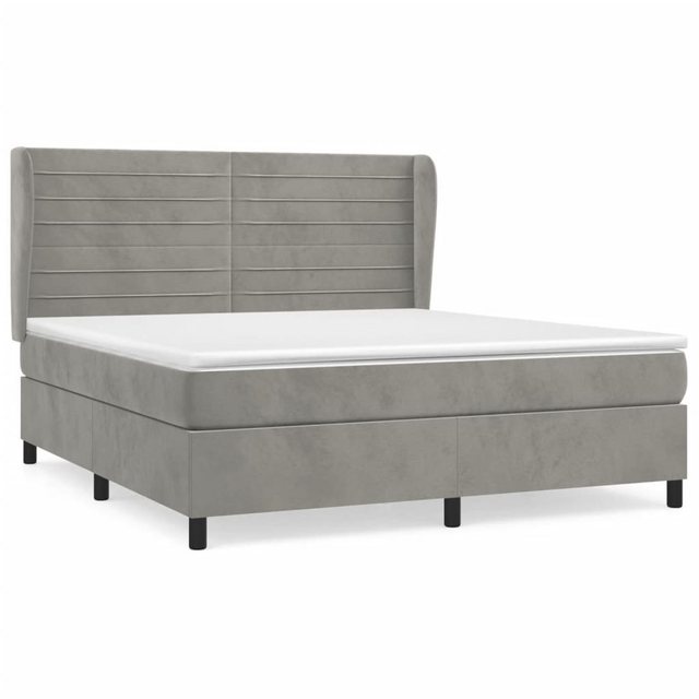 vidaXL Bettgestell Boxspringbett mit Matratze Hellgrau 160x200 cm Samt Bett günstig online kaufen