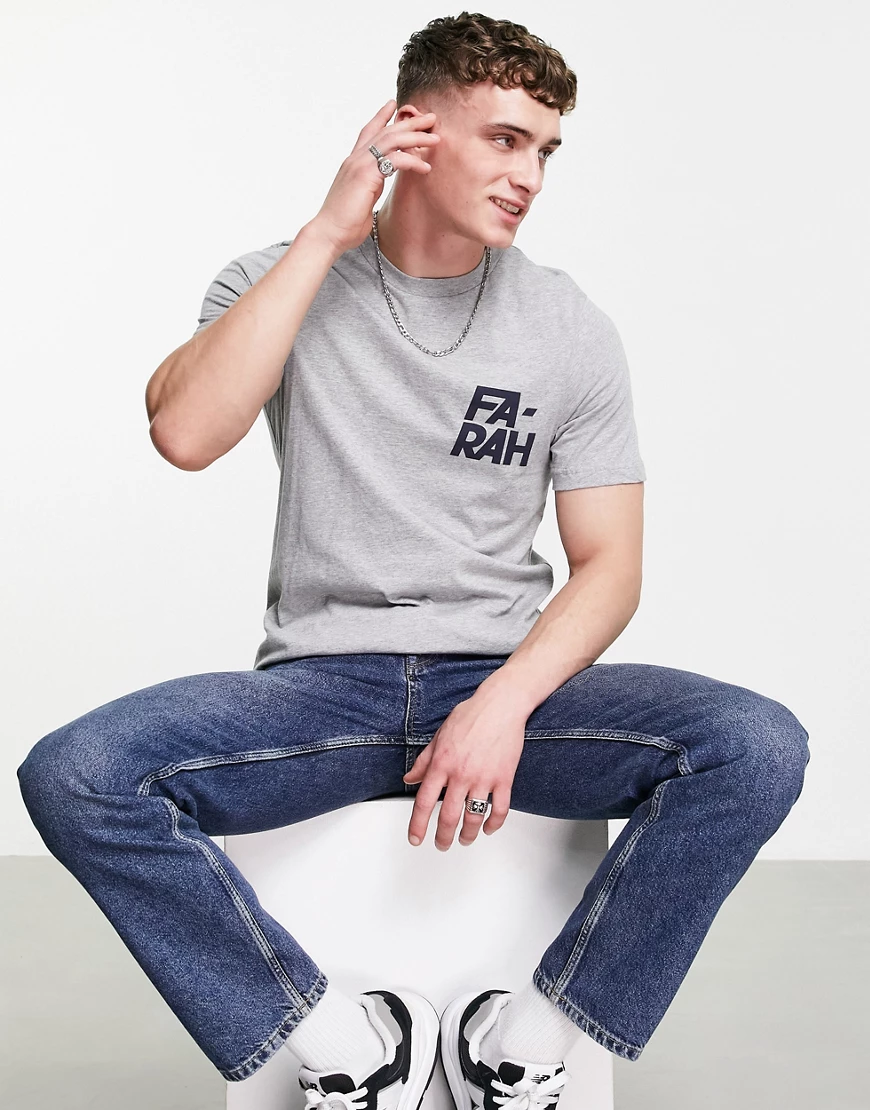 Farah – Balcom – T-Shirt in Grau mit Logo günstig online kaufen