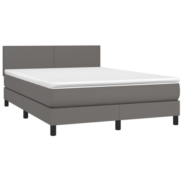 vidaXL Bett Boxspringbett mit Matratze Grau 140x190 cm Kunstleder günstig online kaufen