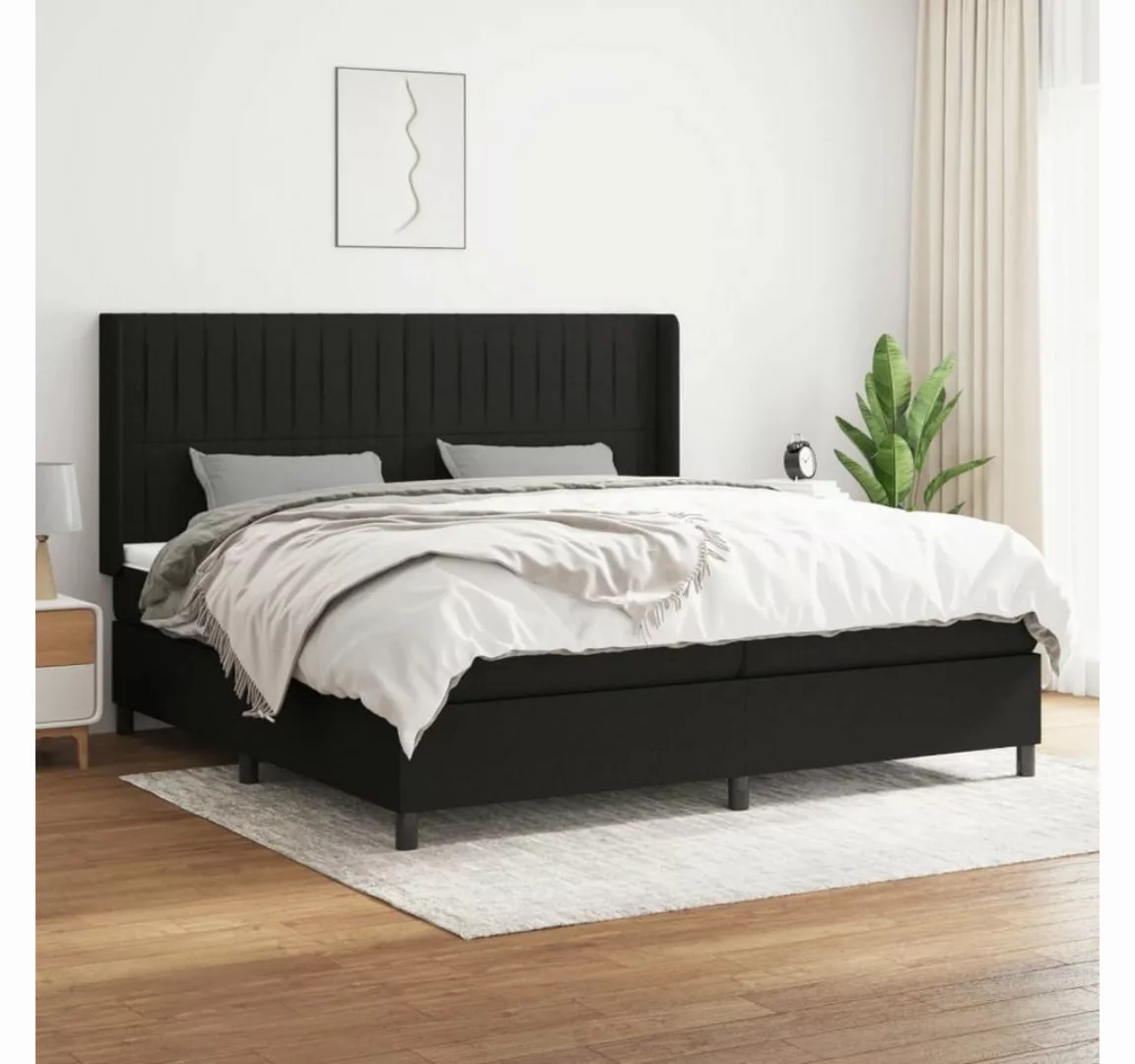 vidaXL Boxspringbett, Boxspringbett mit Matratze Schwarz 200x200 cm Stoff günstig online kaufen