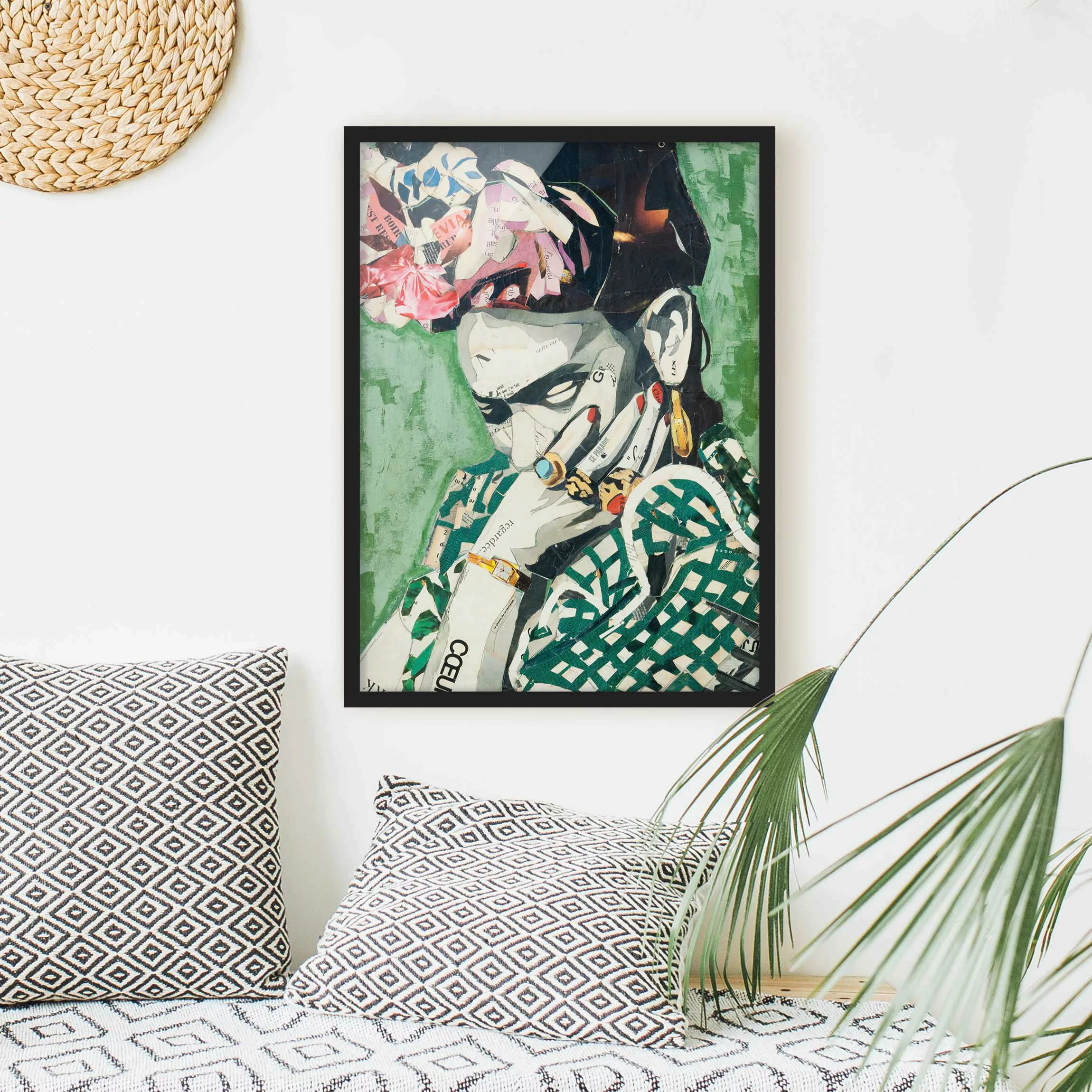 Bild mit Rahmen Blumen - Hochformat Frida Kahlo - Collage No.3 günstig online kaufen