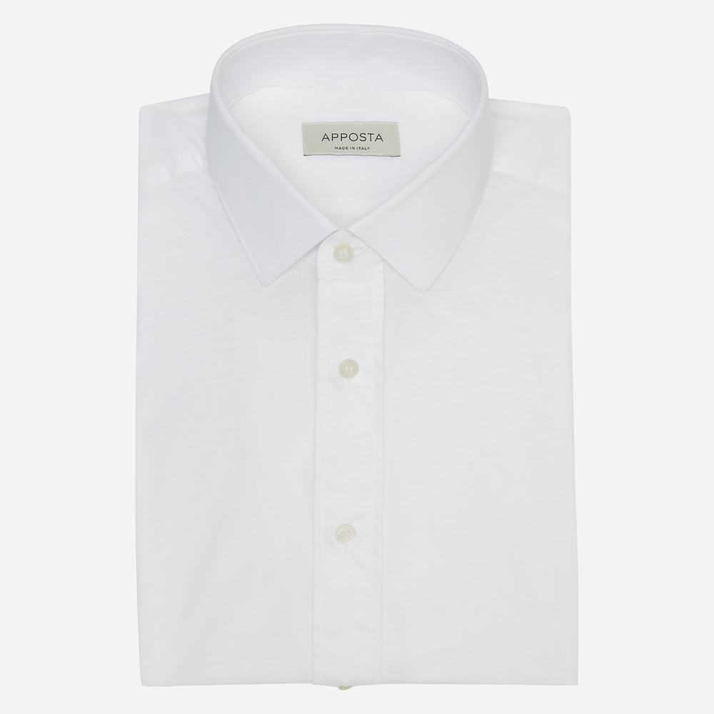 Hemd  einfarbig  weiß 100% reine baumwolle jersey doppelt gezwirnt, kragenf günstig online kaufen