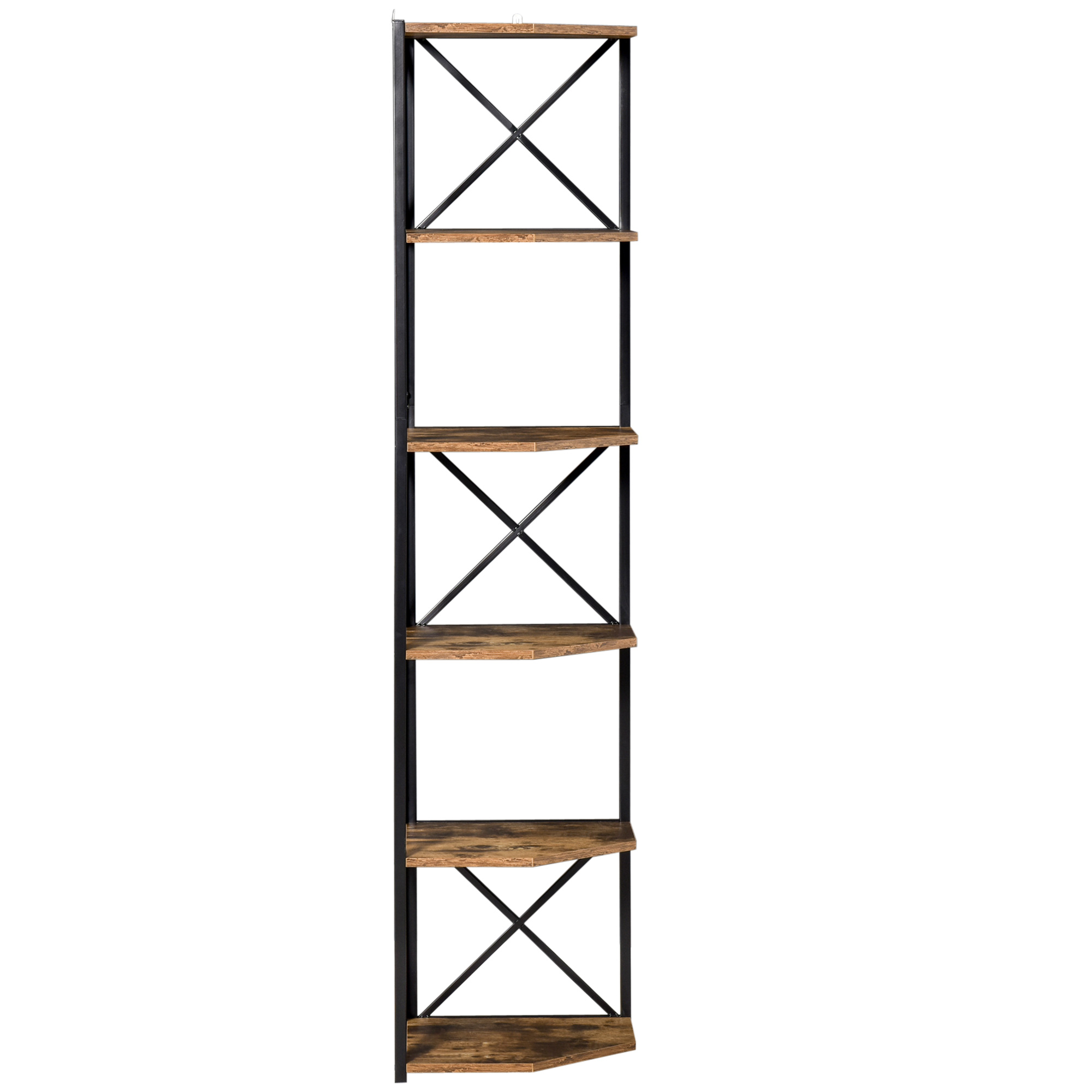 HOMCOM Eckschrank Wandregal, Industriestil Holz und Metallregal mit 5 Regal günstig online kaufen