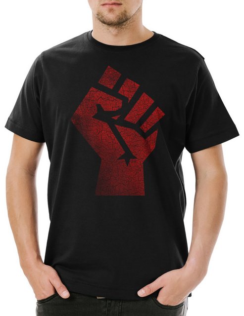 Urban Backwoods Print-Shirt Raised Fist Herren T-Shirt Red Clenched Faust S günstig online kaufen