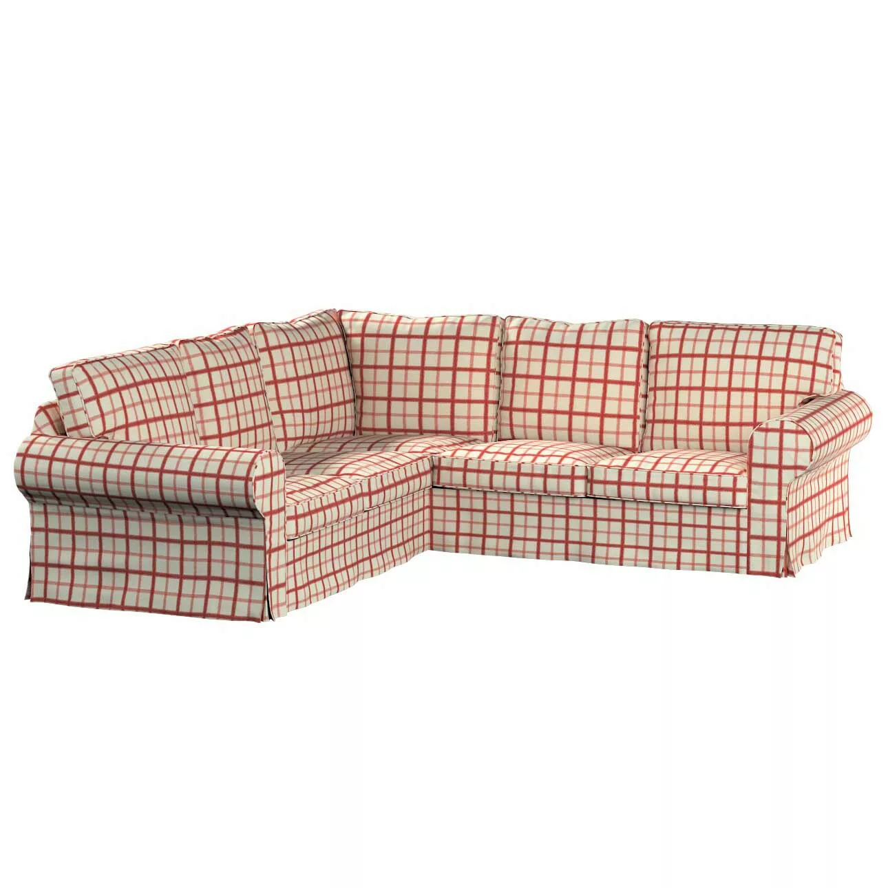 Bezug für Ektorp Ecksofa, rot-creme, Sofahusse für Ektorp Ecksofa, Avinon ( günstig online kaufen