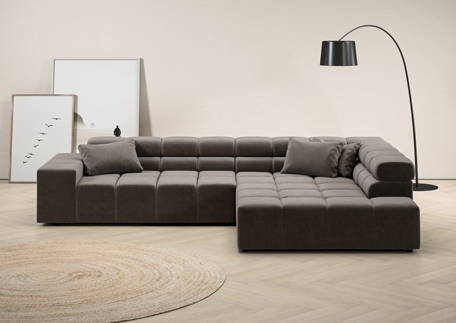 INOSIGN Ecksofa Ancona incl. Kopfteilverstellung, Zierkissen Breite 319cm, günstig online kaufen