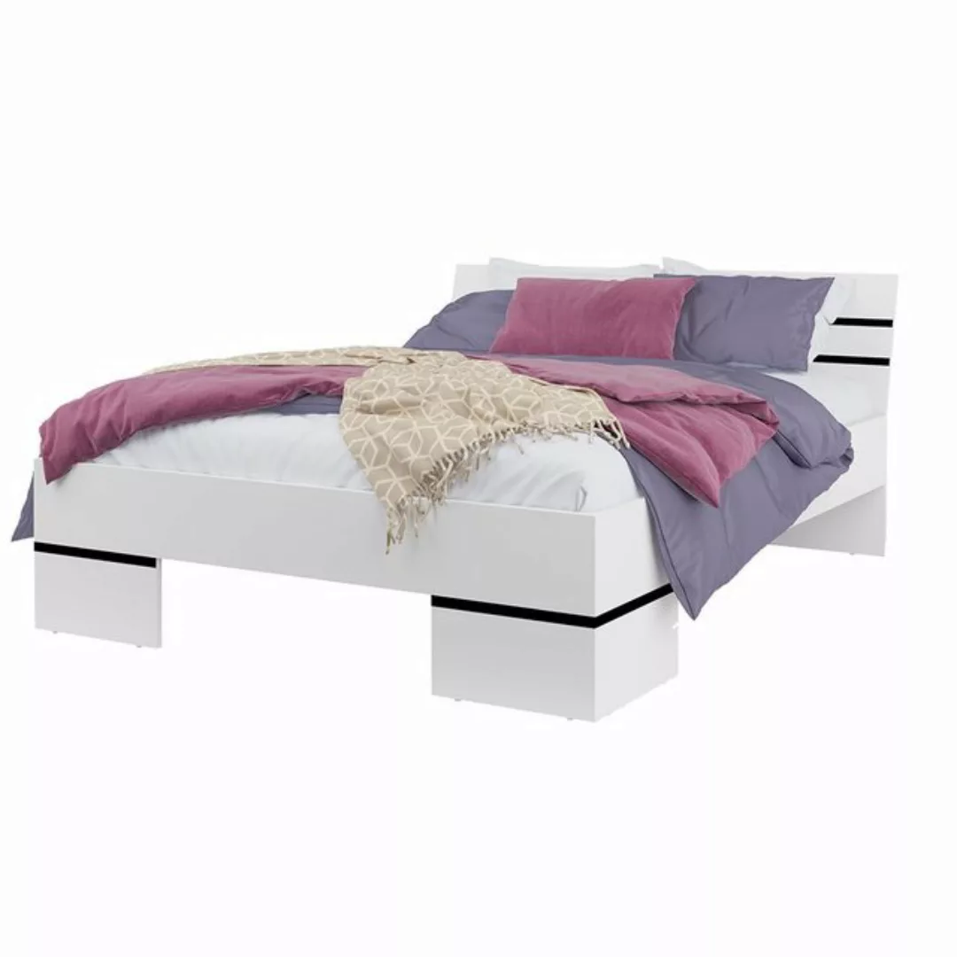 Bett Doppelbett, 160 cm Liegefläche, in weiß VALLETTA-83, B/H/T ca. 166/89/ günstig online kaufen