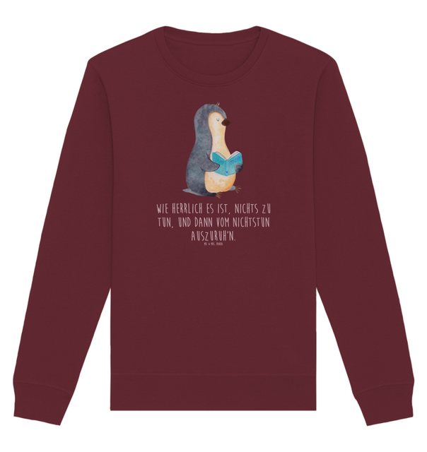 Mr. & Mrs. Panda Longpullover Größe XS Pinguin Buch - Burgundy - Geschenk, günstig online kaufen