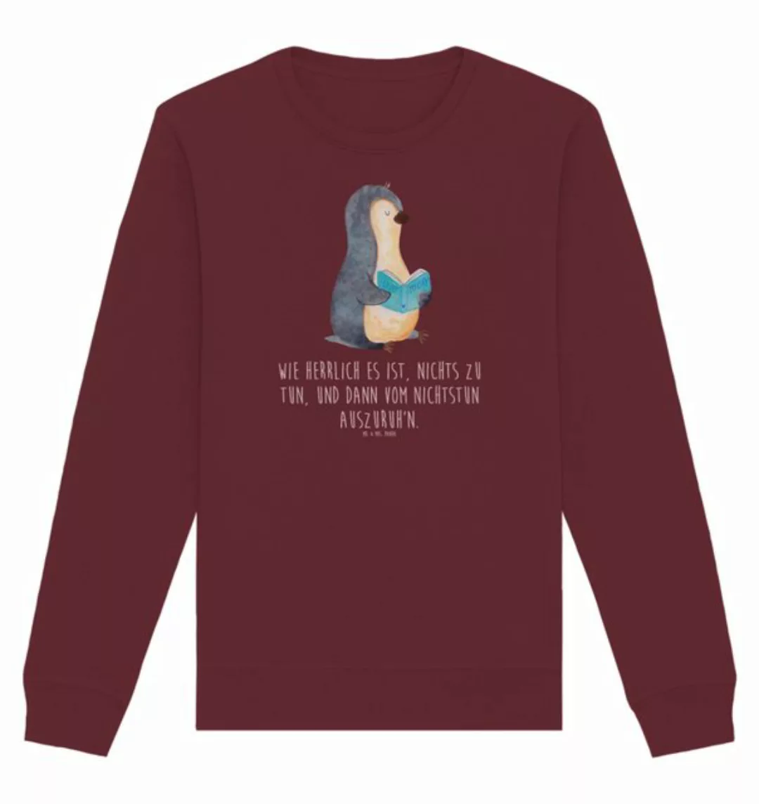 Mr. & Mrs. Panda Longpullover Pinguin Buch Größe XL - Burgundy - Geschenk, günstig online kaufen