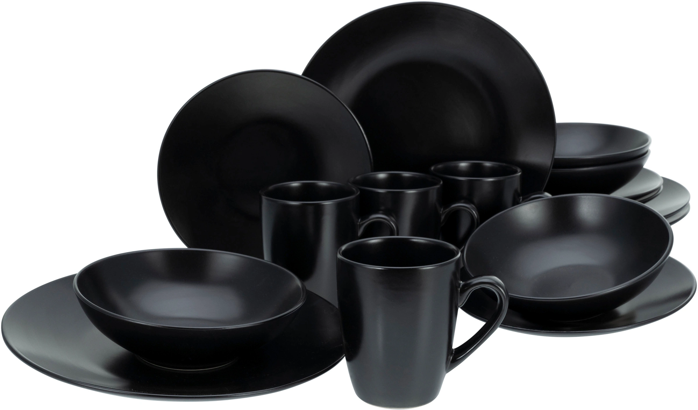 CreaTable Kombiservice »Geschirr-Set Black Matt«, (Set, 16 tlg., Kaffeeserv günstig online kaufen