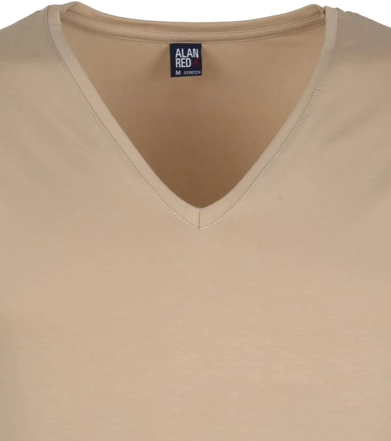 Alan Red Stretch V-Neck T-Shirt Beige 2er-Pack - Größe L günstig online kaufen