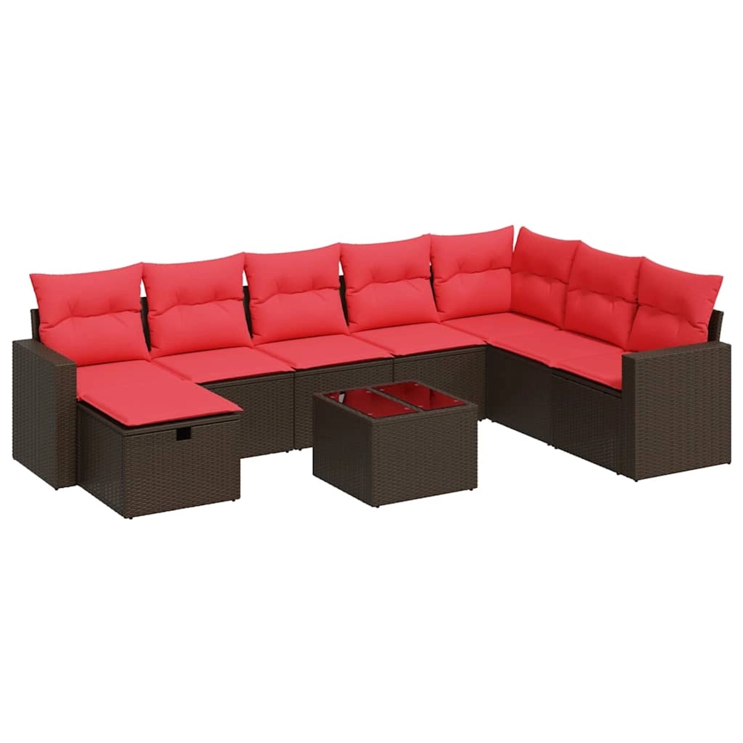 vidaXL 9-Tlg Garten-Sofagarnitur mit Kissen Braun Poly Rattan 3325450 günstig online kaufen
