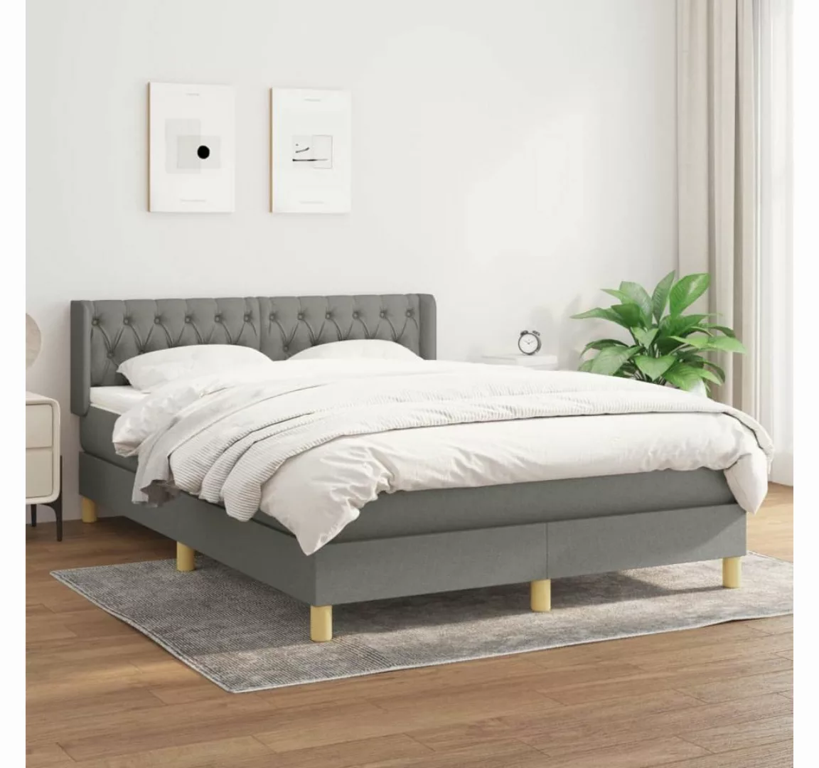 furnicato Bett Boxspringbett mit Matratze Dunkelgrau 140x200 cm Stoff günstig online kaufen