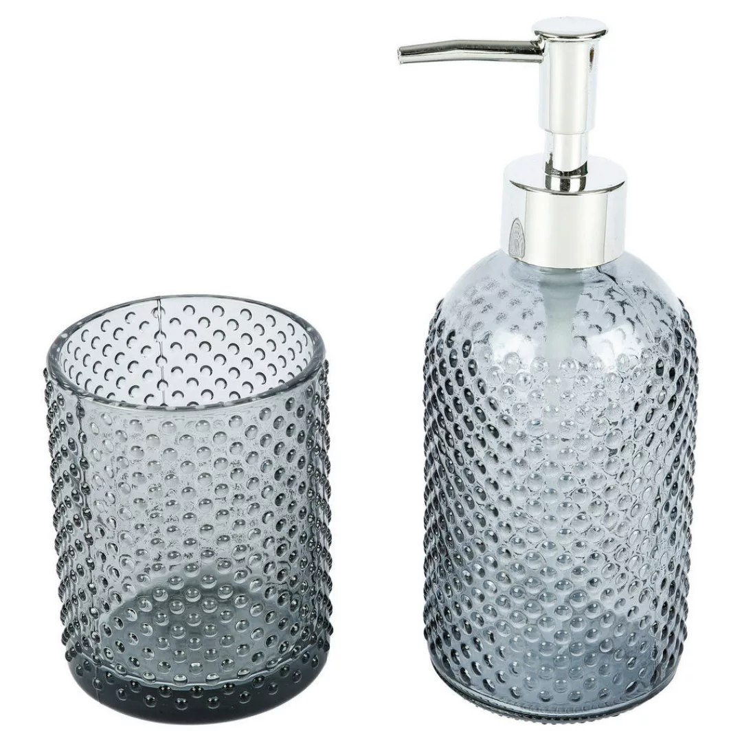 Badezimmer-Set grau Edelstahl Glas günstig online kaufen