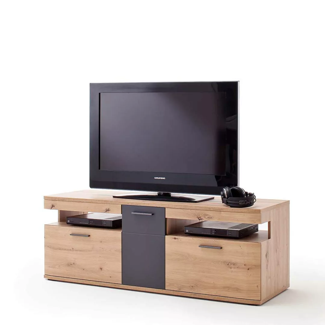 TV Möbel in Eichefarben und Anthrazit 150 cm breit günstig online kaufen