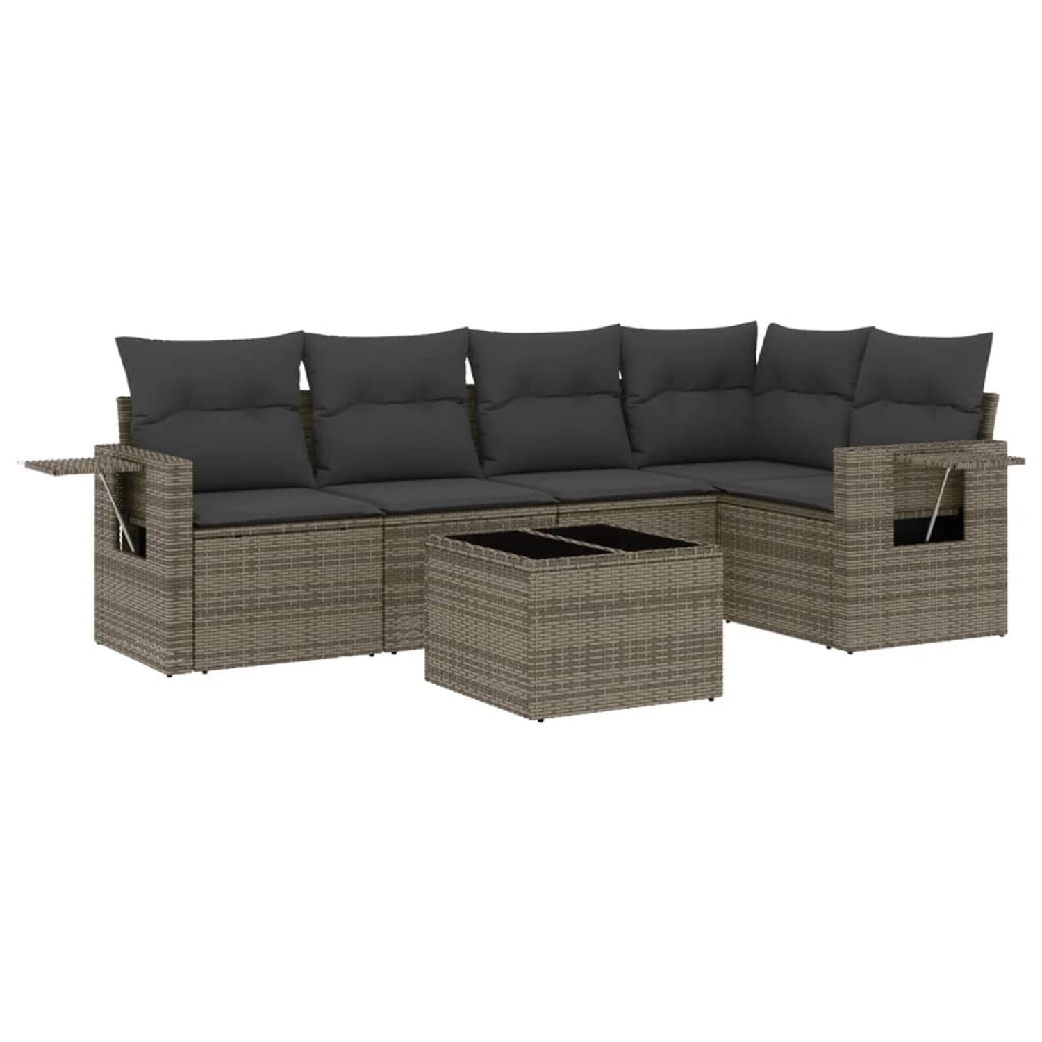 vidaXL 6-Tlg Garten-Sofagarnitur mit Kissen Grau Poly Rattan 3220139 günstig online kaufen
