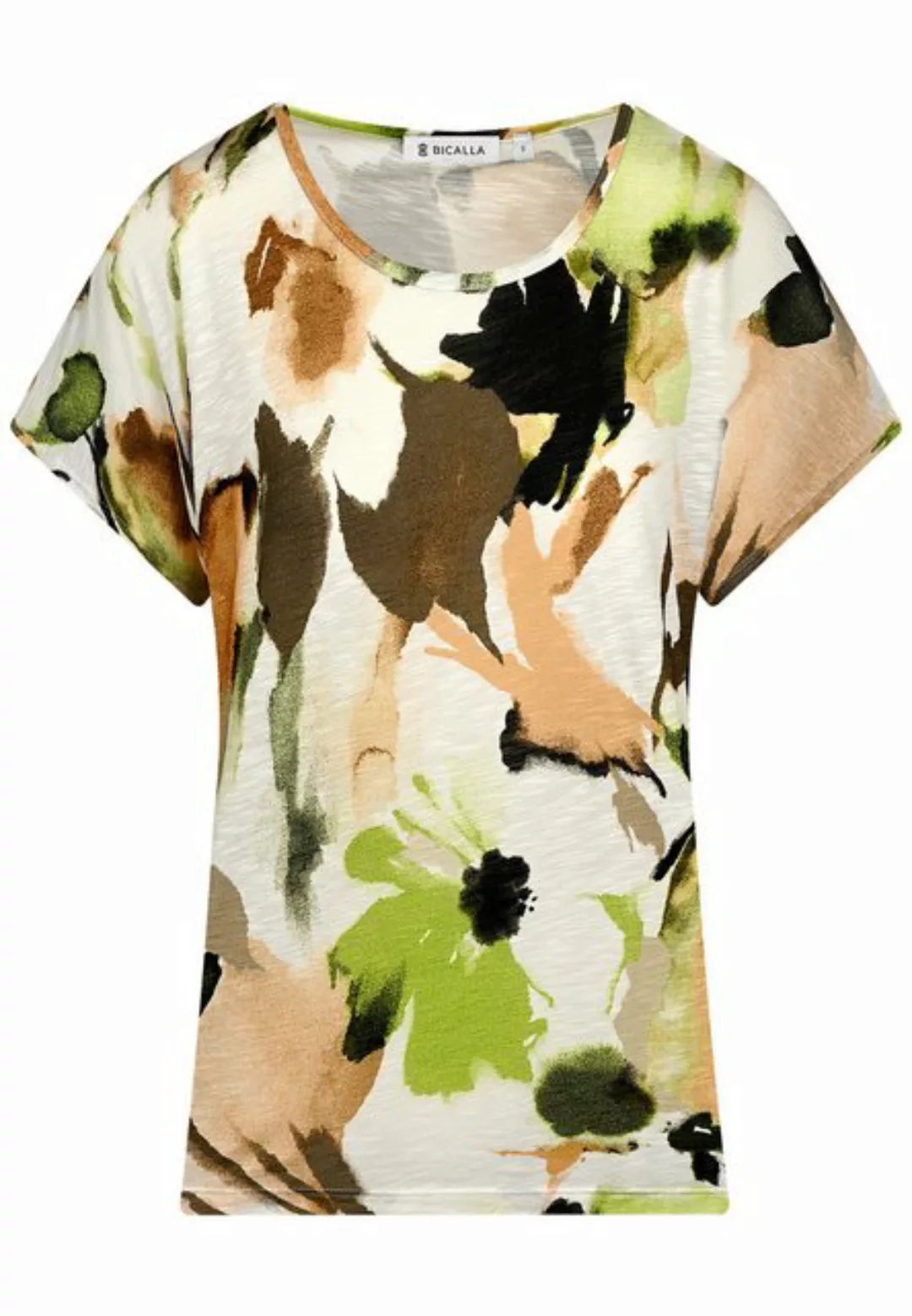 BICALLA T-Shirt Shirt Slub Flower - 12/green-brown (1-tlg) günstig online kaufen