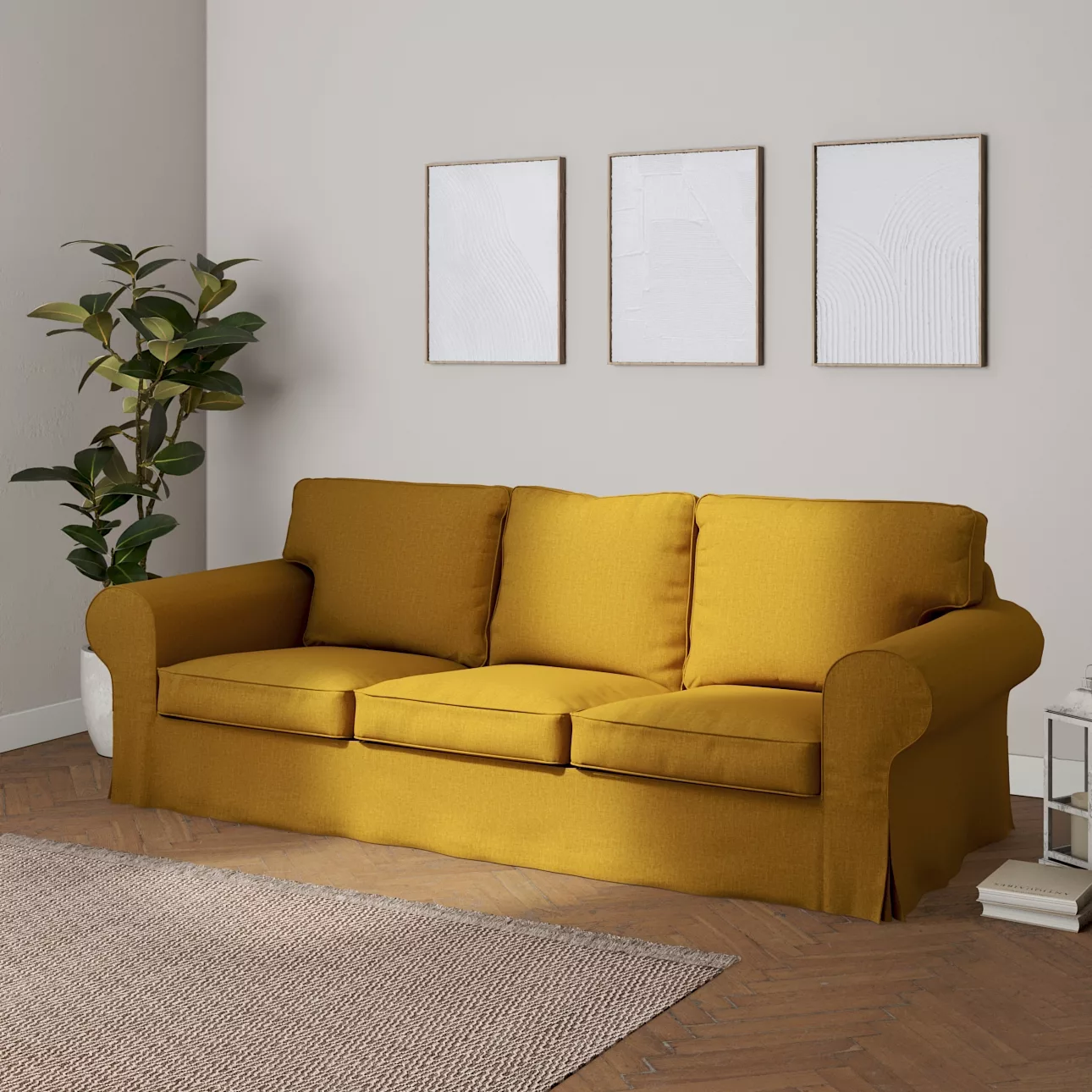 Bezug für Ektorp 3-Sitzer Sofa nicht ausklappbar, senfgelb, Sofabezug für E günstig online kaufen