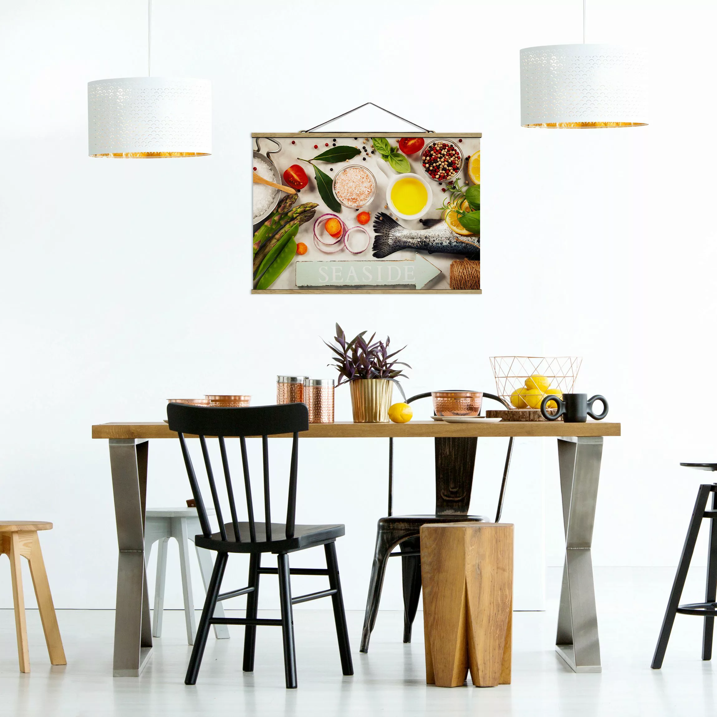 Stoffbild Küche mit Posterleisten - Querformat Seaside günstig online kaufen