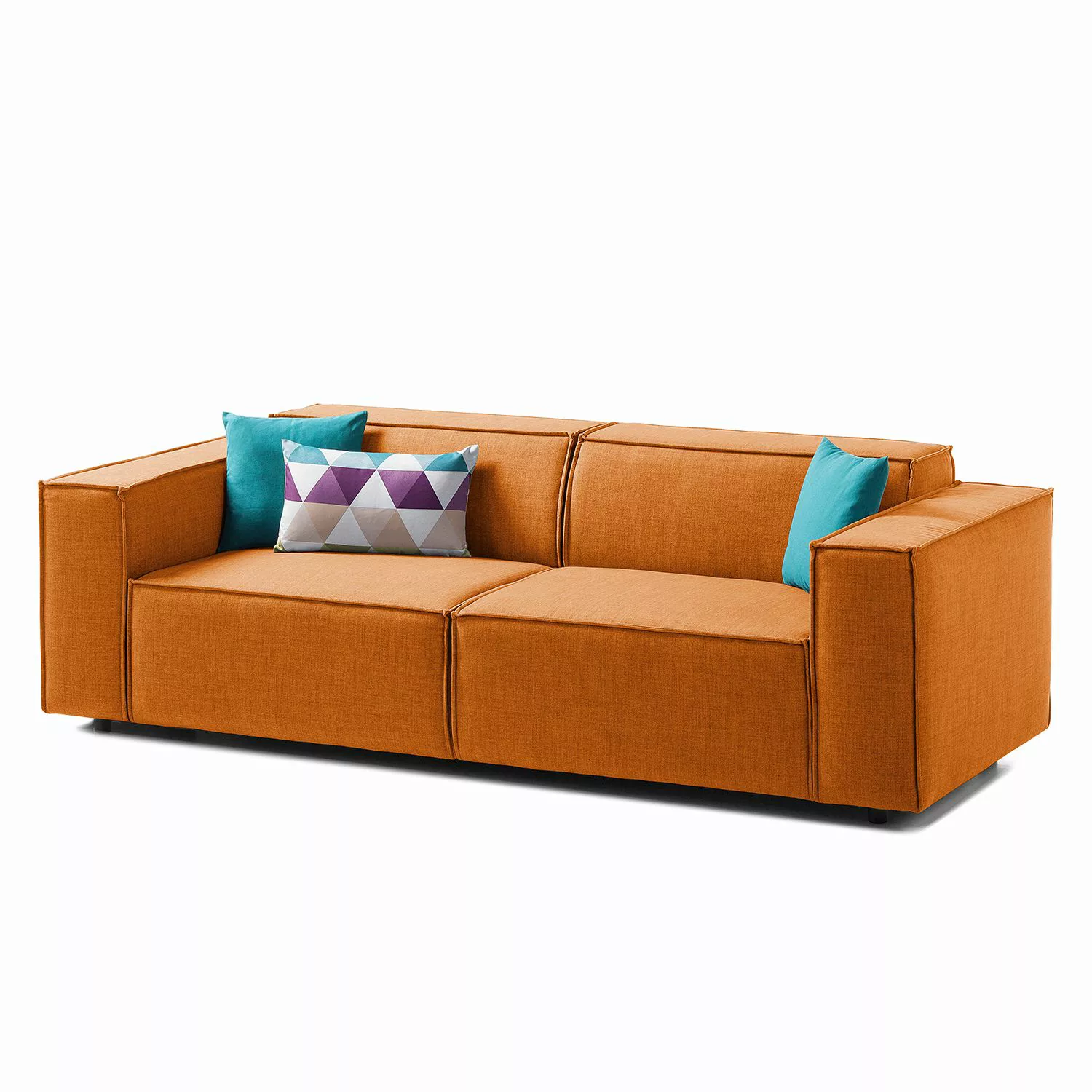 home24 Sofa Kinx 2,5-Sitzer Rostbraun Webstoff 223x72x96 cm (BxHxT) Modern günstig online kaufen