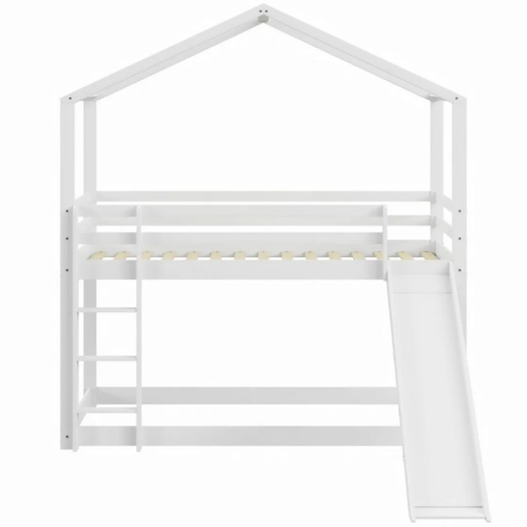 RIYO Etagenbett Kinderbett Hausbett Niedriges Etagenbett mit Rutsche, 90x20 günstig online kaufen