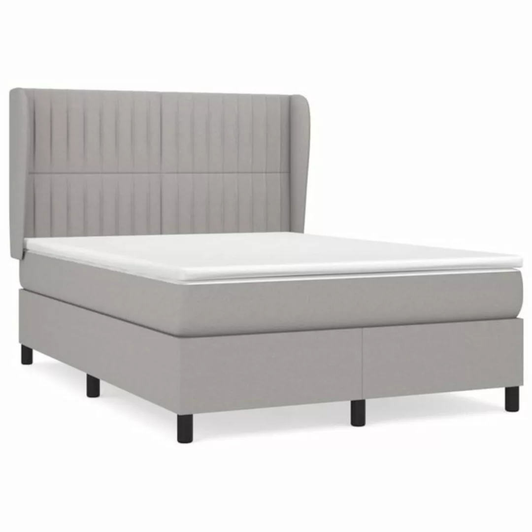 vidaXL Boxspringbett Boxspringbett mit Matratze Hellgrau 140x200 cm Stoff B günstig online kaufen