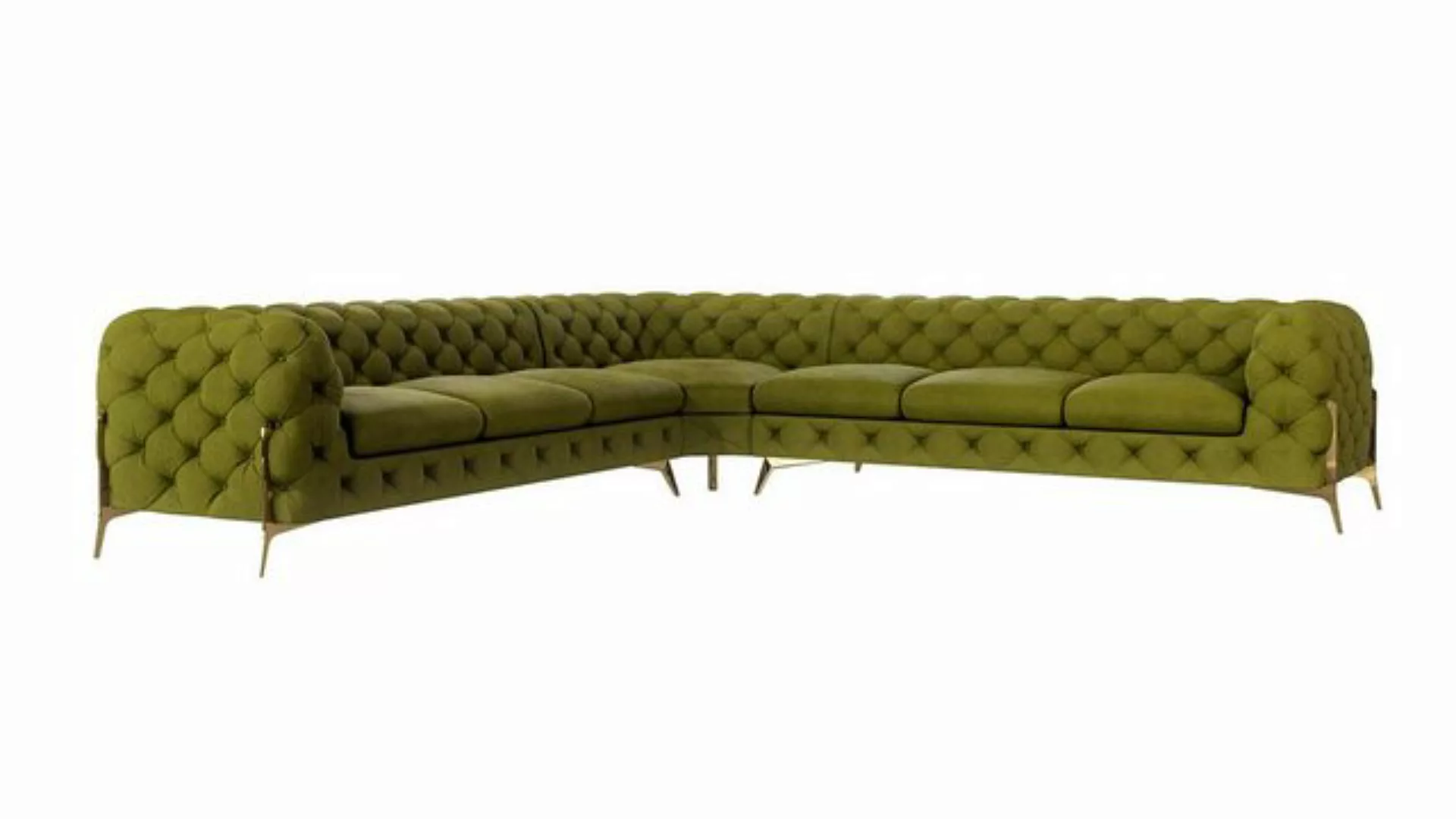 S-Style Möbel Ecksofa Chesterfield Ashley mit Goldene Metall Füßen, mit Wel günstig online kaufen