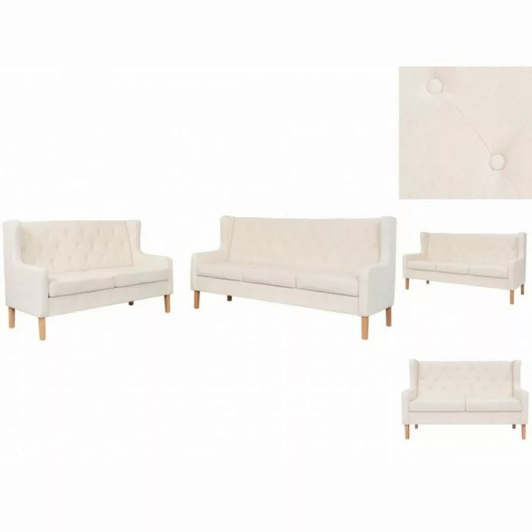 vidaXL Sofa Sofa-Set 2-tlg Stoff Cremeweiß günstig online kaufen