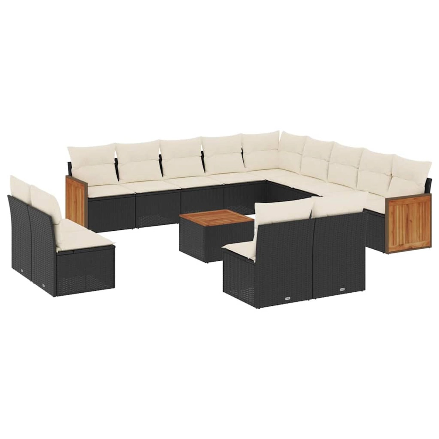 vidaXL 14-Tlg Garten-Sofagarnitur mit Kissen Schwarz Poly Rattan 3260572 günstig online kaufen