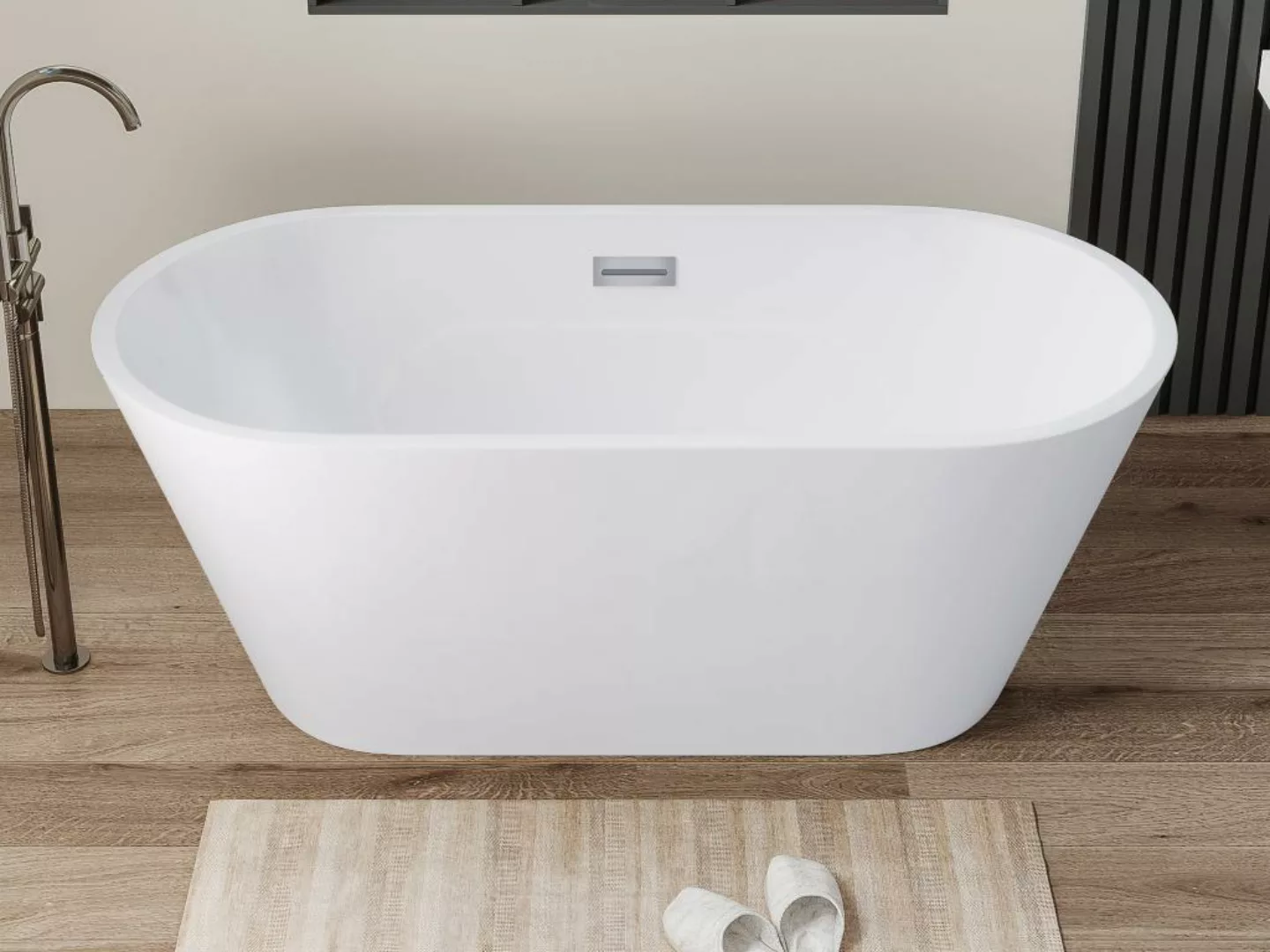 Freistehende Badewanne Design  - 201 L - 150 x 70 x 85 cm - Weiß - TWIGGY günstig online kaufen