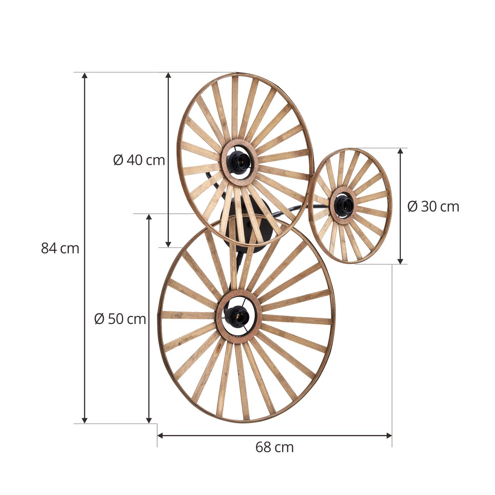 Lindby Wandleuchte Evandor, naturfarben, Bambus, 3-flg., E27 günstig online kaufen