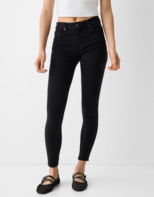Bershka Push-Up-Skinny-Jeans Bskteen 36 Schwarz günstig online kaufen