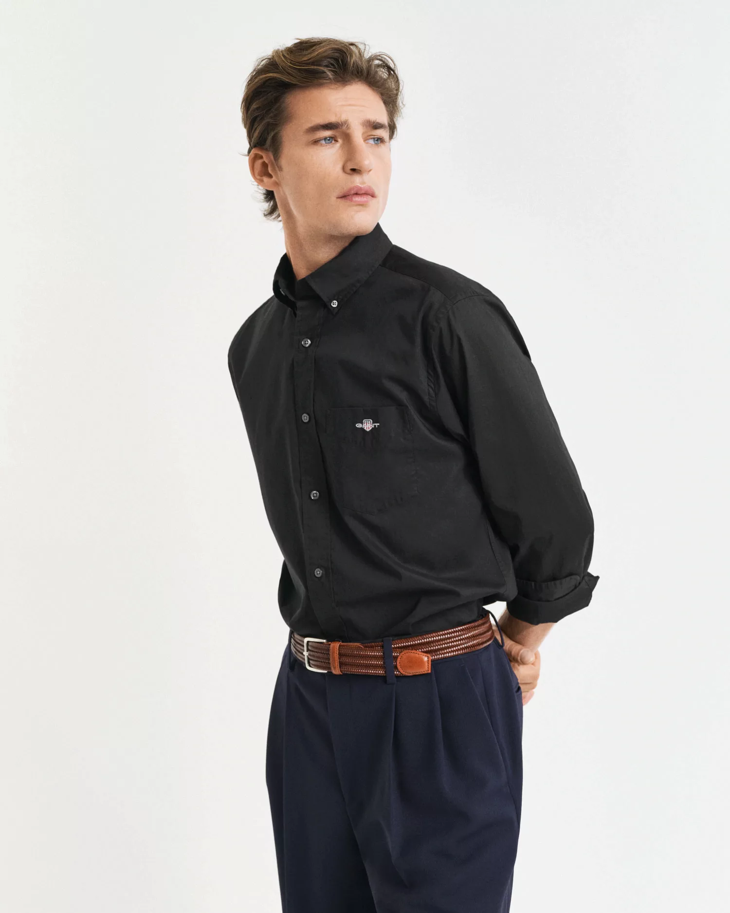 Gant Casual Hemd Poplin Navy - Größe M günstig online kaufen