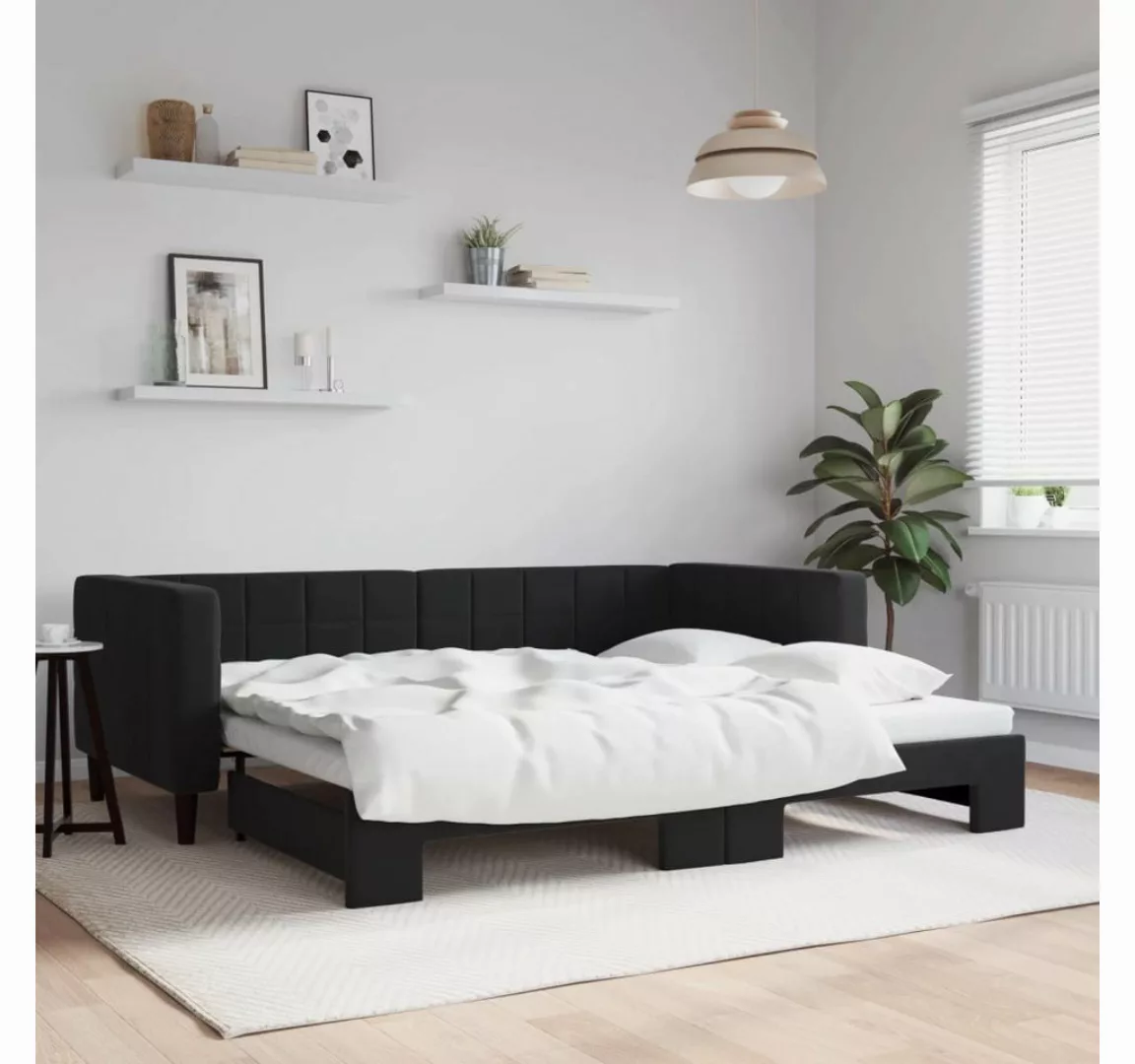 vidaXL Gästebett Gästebett Tagesbett Ausziehbar Schwarz 90x190 cm Samt Bett günstig online kaufen