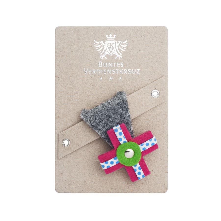 Buntes Verdienstkreuz aus Filz grau-pink günstig online kaufen