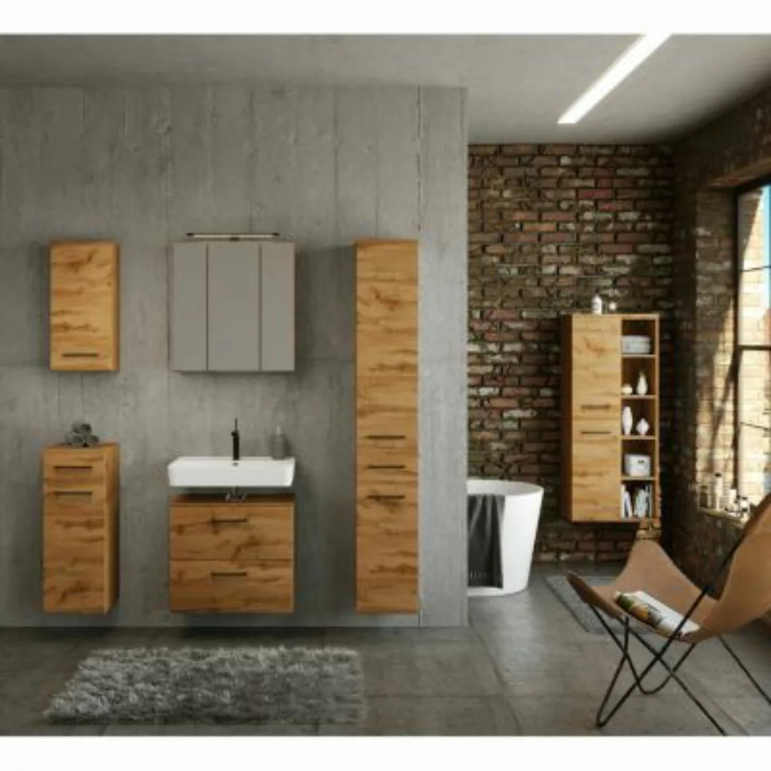 Lomadox Badezimmermöbel Set in Wotan Eiche Nb. im Industrial Style MORISSON günstig online kaufen