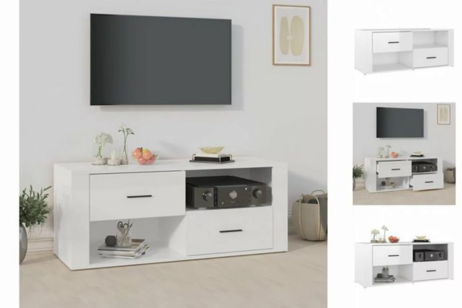 Vidaxl Tv-schrank Hochglanz-weiß 100x35x40 Cm Holzwerkstoff günstig online kaufen