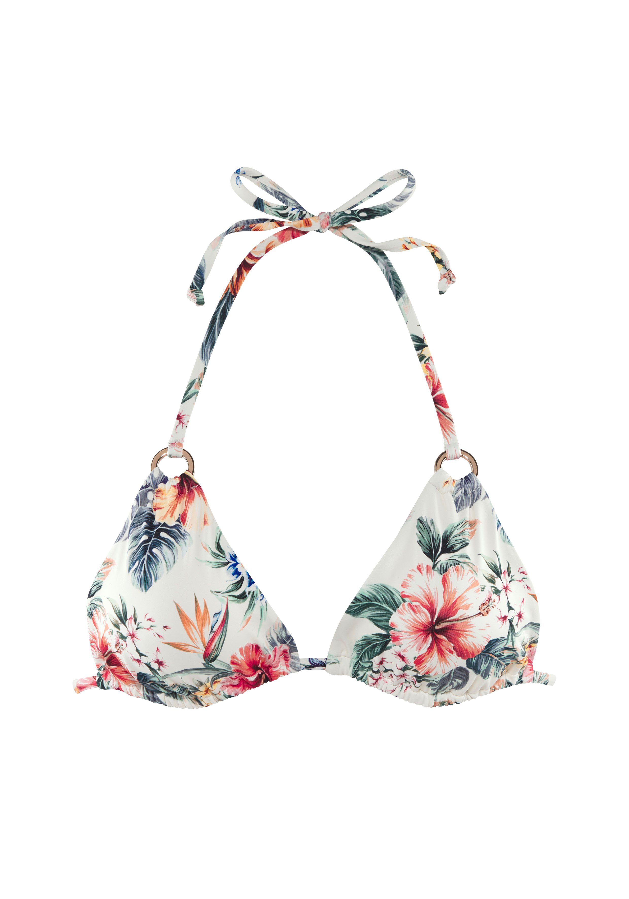 LASCANA Triangel-Bikini-Top Salsa, Goldfarbene Zierringe günstig online kaufen