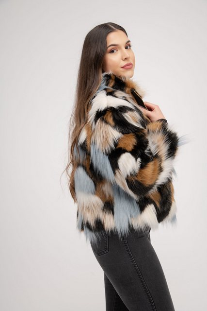 Passioni Fellimitatjacke Mehrfarbige Faux Fur Jacke günstig online kaufen